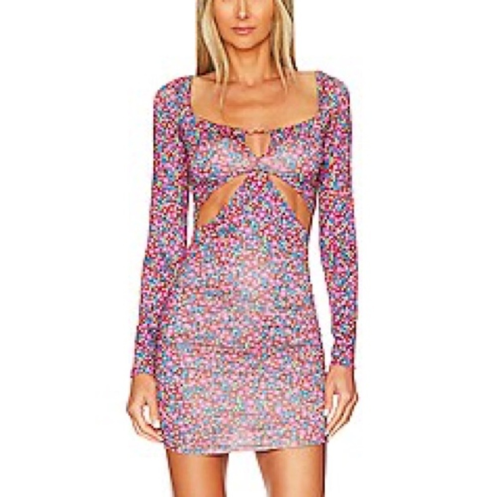 Revolve AFRM Corinne Cut out Dress in Red Ditsy M